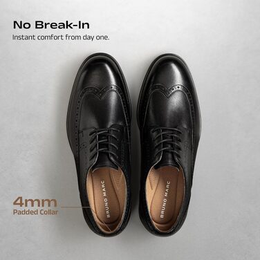 Чоловічі шкіряні туфлі Броги Wingtip Bruno Marc, класичні шнурівки, чорні, розмір 41 EU