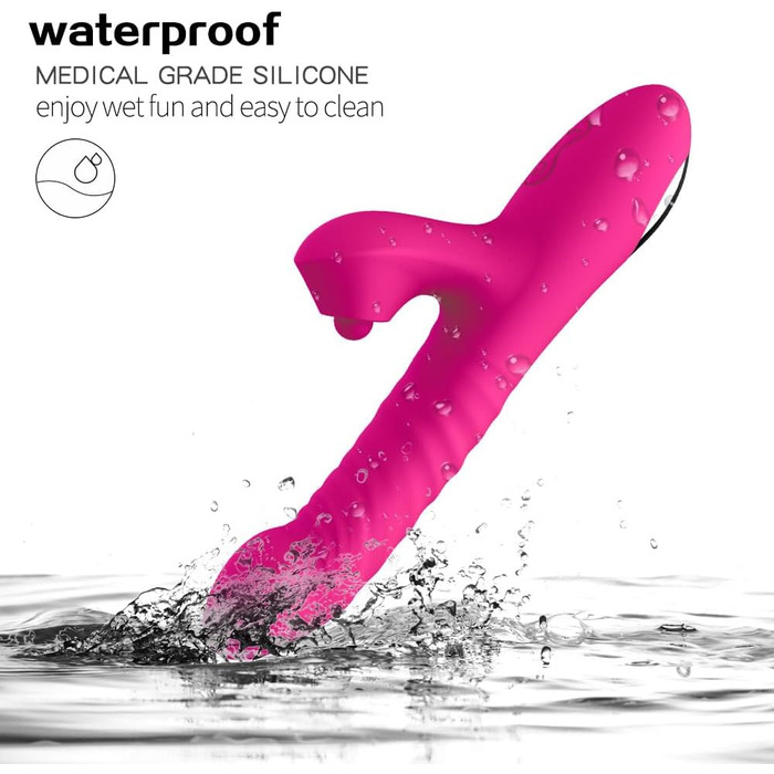 Вібратор для жінок Xuomt 2-в-1 Кролик з вібрацією та шоком, 10 режимів вібрації, 3 режими шоку, анальний вібратор, для пар (жовтий)