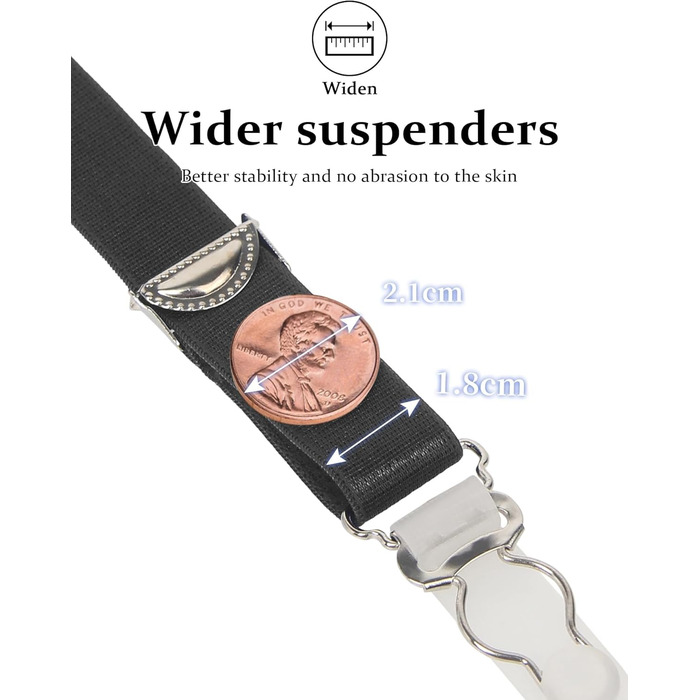 Чорні панчіхотримачі для жінок з металевим кліпом та мереживом, великі розміри M-L