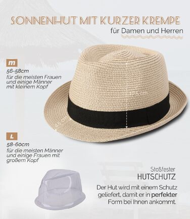 Солом'яний панама-капелюх Creekstone Fedora для жінок та чоловіків, складаний пляжний Trilby з короткою кришкою, бежевий, розмір M