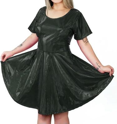 Жіноча сукня TIANXIAOQWE великих розмірів, A-силует, з блискітками, металік, короткий рукав, для Хелловіну, клубу, вечірки, виходу (Чорний, XXL)