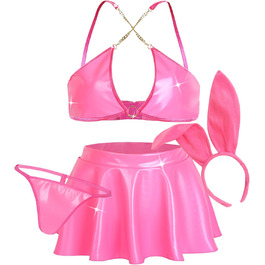 Костюм сексуальної нижньої білизни Ausing для жінок: сукня та комплект. Комплект сексуальної білизни для жінок, сукня-костюм, рожевий, S-XL. Ідеальний вибір для образу зайчика.