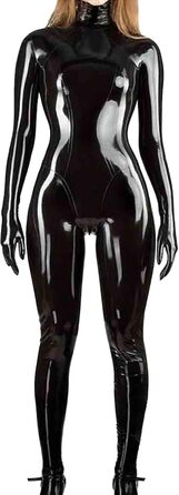 Чорний латексний комбінезон для жінок - сексуальний, обтислий, на блискавці, для вечірок, клубів, ролей, сцени