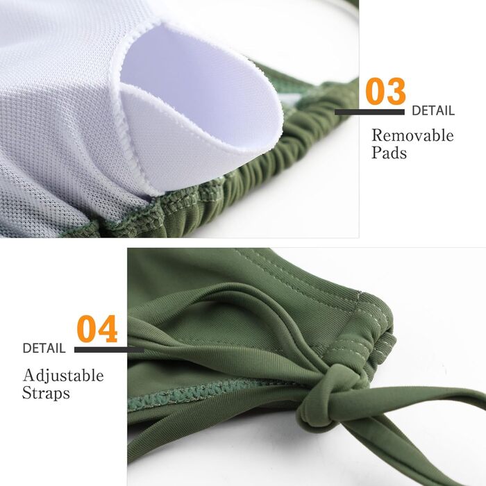 БІКІНІ жіночий, комплект, V-подібний виріз, трикутник, сексуальний, низька талія, купальник, двочастинний, плавки, топ, армійний зелений, XXL