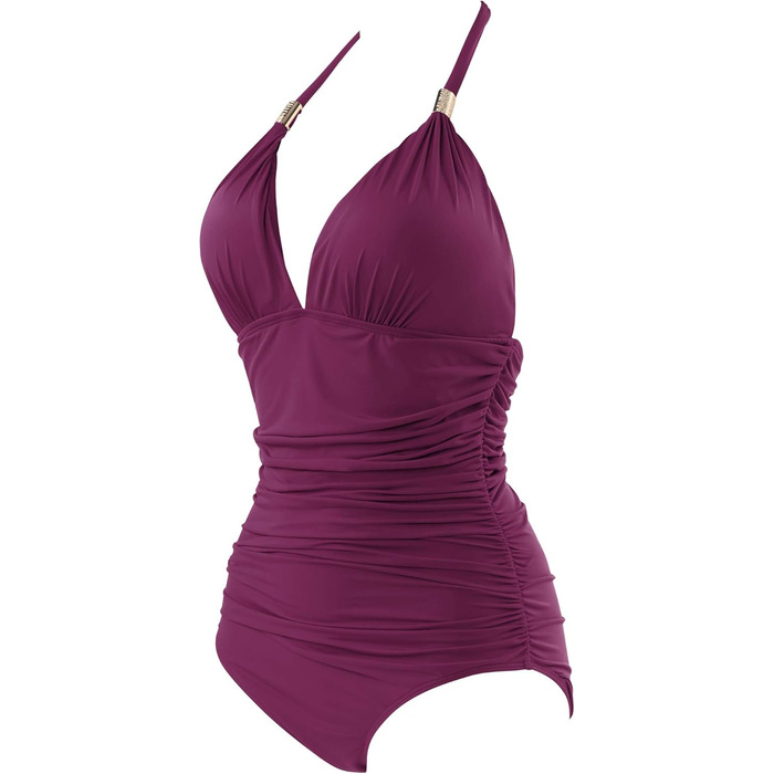 Купальник жіночий RXRXCOCO з драпіруванням, корегуючим животик, V-подібний виріз, Push Up, з підтримкою грудей, відкритий на спині, Leopard, Чорний (XL, Бордовий)