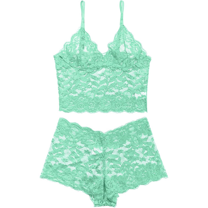 Сексуальний комплект спідньої білизни Lilosy з високою талією та V-подібним вирізом, квіткова мережка, бюстгальтер та трусики, 2-частинний, м'ятний, розмір M