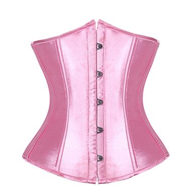 Корсет під груди SZIVYSHI Waspie Cincher з 14 спіральними сталевими кістками, 5-рівнева застібка, рожевий (XS) для готики, стімпанку та косплею