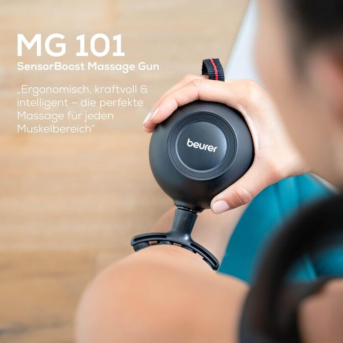 Перкусійний масажер Beurer MG 185 Massagepistole: масажний пістолет з 5 насадками, 9 рівнями інтенсивності та акумулятором для глибокого розслаблення м'язів