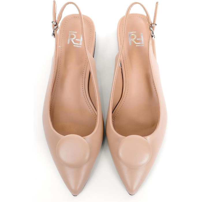 Жіночі туфлі-човники Slingbacks на стійких підборах 4 см, штучна замша, бежеві, розмір 42 EU (вузька нога), модель ML682-0716