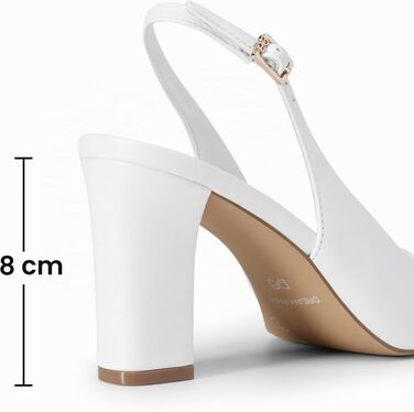 Жіночі туфлі-човники Dream Pairs на підборах з відкритою п'ятою (slingback), білі, розмір 39 EU