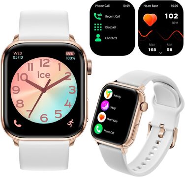 Смарт-годинник Ice-Watch ICE smart 2.0, силіконовий ремінець, дисплей 1,96 дюйма, колір Rose Gold & White