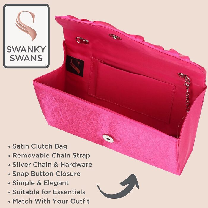 Жіночий вечірній клатч SwankySwans Chantel із сатину, колір фуксія
