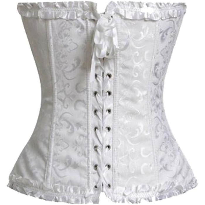 Корсет жіночий Beauty-You, готичний стиль, корсет-бюстгальтер з шнурівкою, з мережива, з ребрами (білий, 3XL)