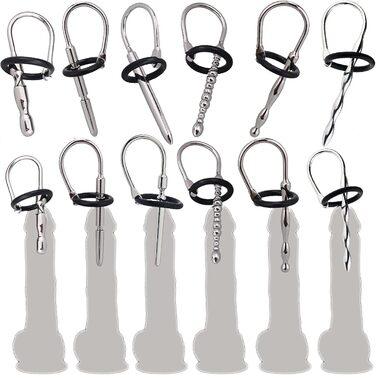 Набір з 6 шт. сталевих дилататорів для чоловіків (25 мм, 30 мм) з кільцем, для простати, мастурбації, срібло