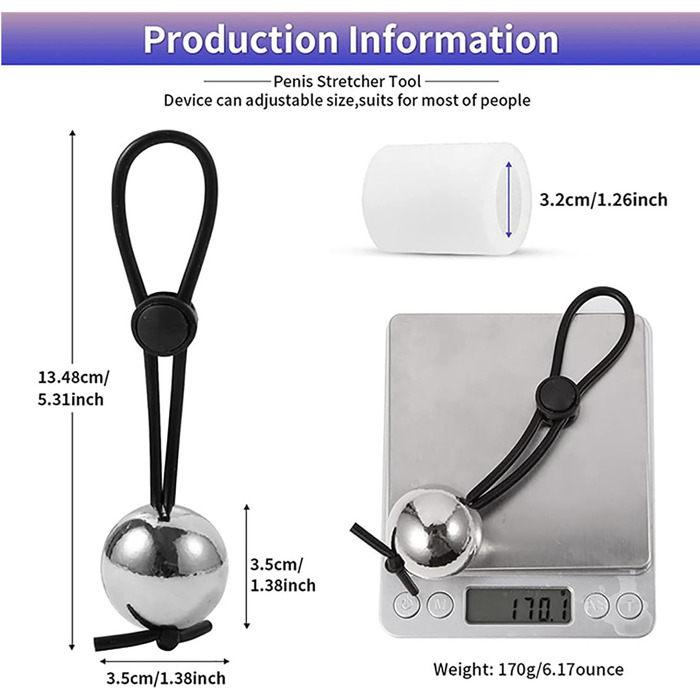 Кільце для статевого члена Qiyasex з регульованою вагою, металеві намистини, кільце для яєчок, розтягувач яєчок, натягувач статевого члена, іграшки для чоловіків (1 комплект)