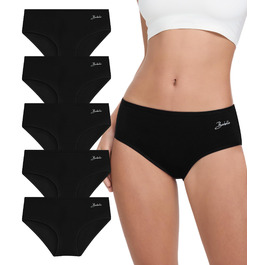 Бобель: 5 трусиків для жінок, бавовна, дихаюча підбірка, комфортні труси, м'які, еластичні (S-XXL) чорного кольору