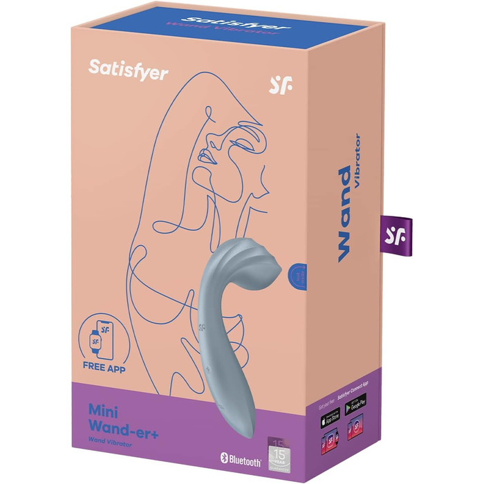 Satisfyer Mini Wand-er Connect App: вібратор для тіла з Bluetooth та керуванням через додаток | Водонепроникний (IPX7) | Компактний дизайн сірого кольору | Стимуляція G-точки та клітора для жінок