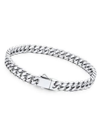Чоловічий браслет Richsteel Cuban Link зі сталі 316L, ланцюг у стилі хіп-хоп (сріблястий, 5 мм, 23 см) — подарункова упаковка