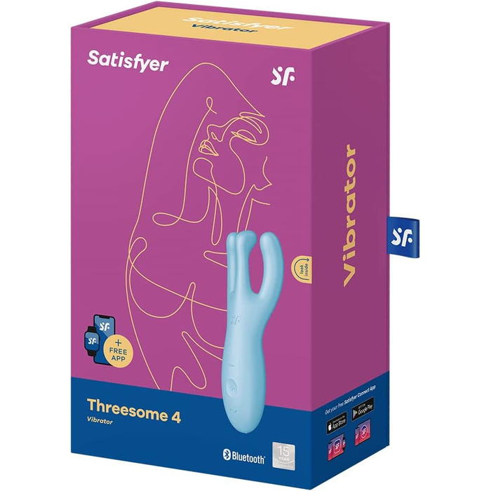 Вібратор Satisfyer Threesome 4 для жінок: стимуляція клітора та статевих губ, 3 мотори, водонепроникний (IPX7), Bluetooth-керування