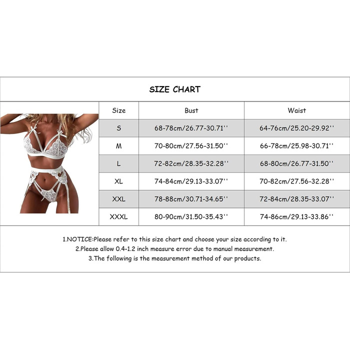 Сексуальний жіночий комплект спідньої білизни з мереживом, висока талія, глибокий V-подібний виріз, бюстгальтер push-up та стринги. Ідеально для свята Валентина. Білий колір (C-червоний, L)