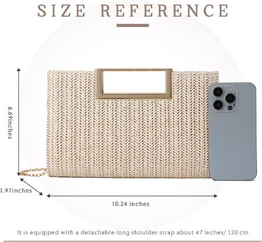 Жіночий соломий clutch-клатч EVEOUT: літня плетена сумка через плече для вечірок, весіль та відпустки, бежева