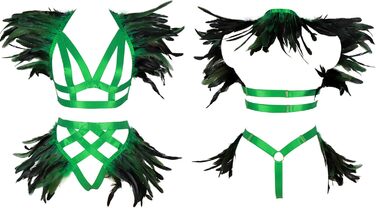 Жіночий корсет з пір'ям BBOHSS, набір аксесуарів у стилі готичний панк, для Burning Man, білий