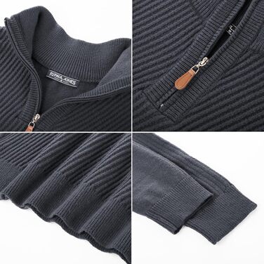 Чоловічий зимовий светр PJ Paul Jones з високим коміром та замком 1/4 Zip, в'язаний джемпер Troyer, темно-сірий, розмір L