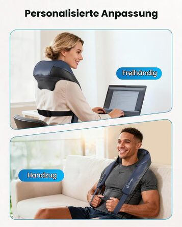 Масажер для шиї та плечей COMFIER 2026 з 4D Shiatsu, бездротовий глибокий масажер з графенним підігрівом для спини, темно-синій