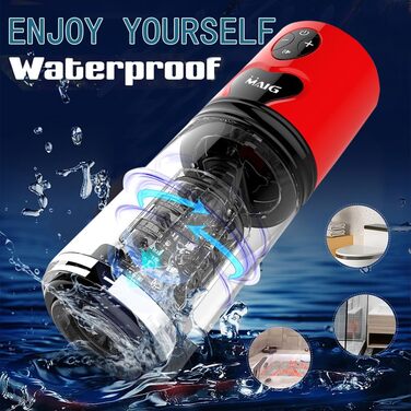 Електричний мастурбатор для чоловіків з ротаційним механізмом та 10 режимами вібрації, телескопічний, реалістичний, червоний