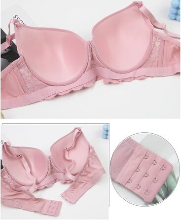 3 шт. комплект бюстгальтерів XCXC для жінок з кісточками, великі розміри 85-115 B/C, Push-Up мереживний бюстгальтер з регульованими бретелями, легкий, дихаючий, комфортний, для щоденного використання та відпочинку (Бежевий+Бордовий+Чорний)