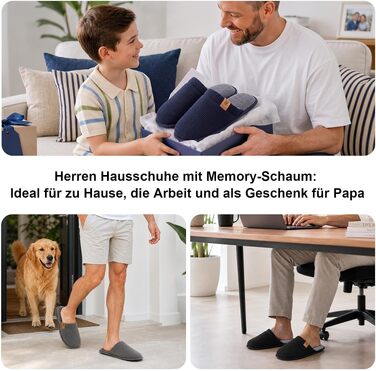 Чоловічі домашні капці VeraCosy з вельвету та ефектом пам'яті Memory Foam, дихаючі та м'які тапочки (розмір 44/45 EU, сталево-сірі)