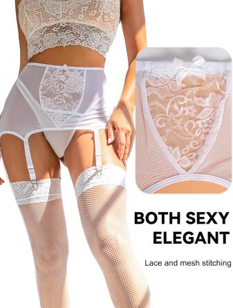 Набір з 2 шт. спідничних ременів з високою талією, розмір plus size, мереживні ремінці для панчіх (білий/розкішний сад)