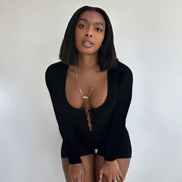 Комбінезон жіночий Hanaoops, короткий, облягаючий, з довгим рукавом, йога-комбінезон, вирізи, круглий виріз горловини, бодікон, еластичний, безшовний, чорний