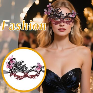 Набір з 3 шт. Венеціанська маска з мереживом та метеликами, оздоблена стразами. Ідеально для карнавалу, Хелловіну, вечірки, маскараду. Стиль 1920-х, вінтаж, для жінок.