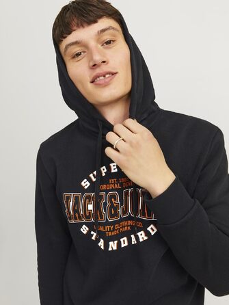 Чоловіча велика худі Jack & Jones Plus Size з логотипом, чорна