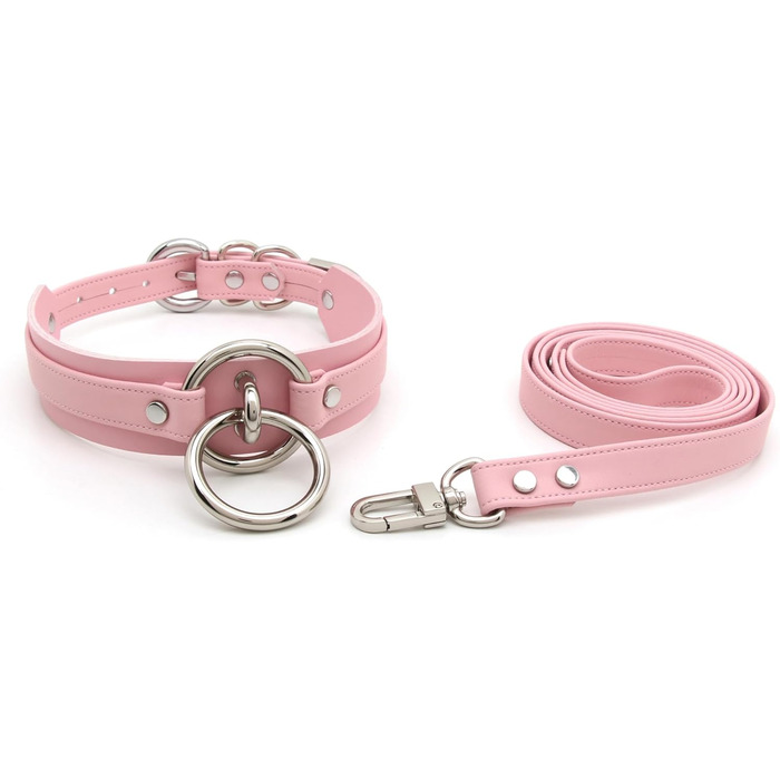 Чокер з кільцем Lalatia для жінок, рожевий, зі штучної шкіри, з шнурком, срібло