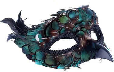 Венеціанська маска для жінок та чоловіків, маска для маскараду, маска з пір'ям, маска Равен для карнавалу, Фашинг, Хелловіну, косплею, аксесуари до костюма (зелена)