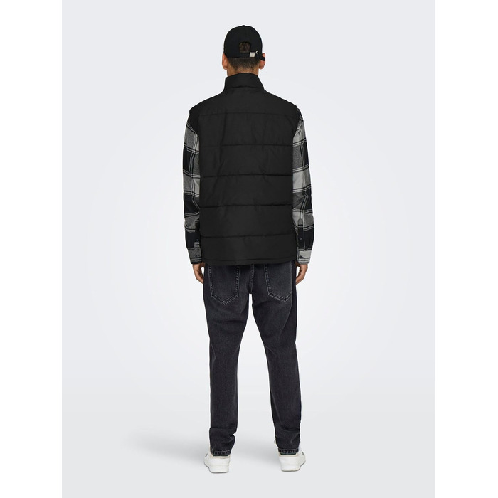 Чоловічий стібаний жилет Only & Sons Onsjake Quilted Vest, чорний, розмір S