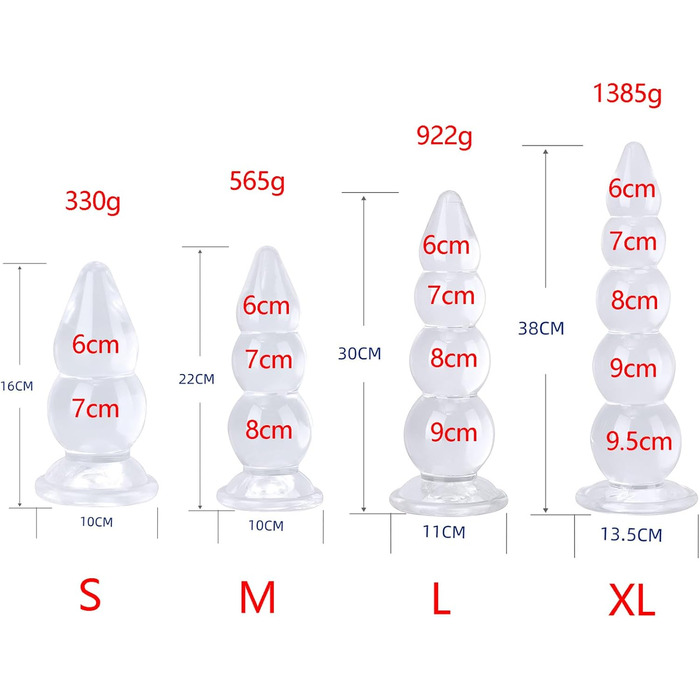 Анальний масажер Riesen XL з присоском: прозорий анальний кулька, масажер простати, дилататор для ануса, іграшка для дорослих (чоловіки, жінки)