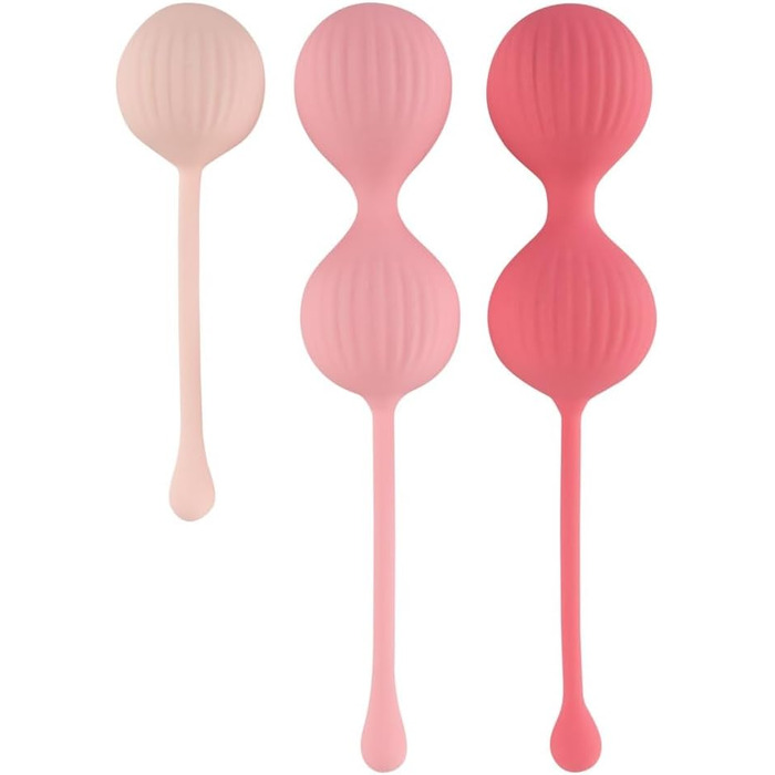 Набір для тренування м'язів тазового дна Orion Liebeskugel - інтенсивний набір з 3 шт. з рельєфною структурою, обертаються всередині, для початківців та досвідчених користувачів, рожевий