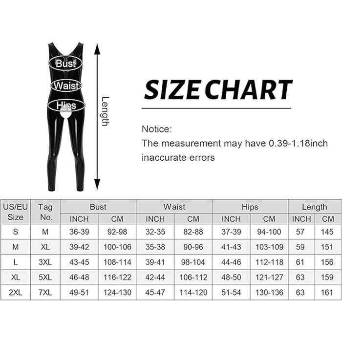 Чоловічий латексний комбінезон з відкритим промером SDGHH-8MMDM, 5XL, чорний