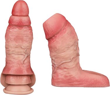 Реалістична секс-іграшка для чоловіків: пеніс-манжета з текстурою вен, шкірного кольору, з кільцем для яєчок (M)