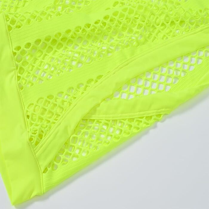 Трійка жіночих майок-топів YAHWULAI з прозорою сіткою, без рукавів, стильний круглий виріз (3 шт: світло-зелений+червоний+світло-зелений, M)