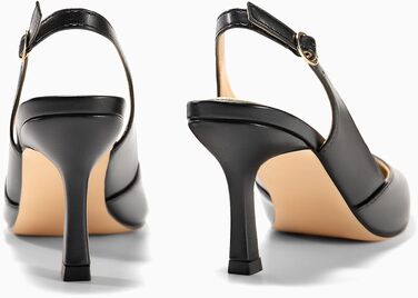 Жіночі туфлі-човники Coutgo з відкритим задником (Slingback), гострий носок, низький підбор Kitten Heel, чорні, розмір 38 EU