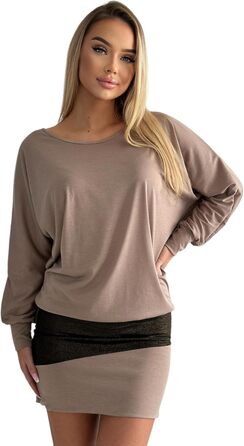 Сукня святкова Daen з блискітками, туніка-светр (S, L, XL, XXL), колір капучино