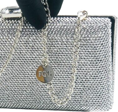 Жіночий вечірній клатч Boutique De FGG з кристалами та стразами для весілля та вечірок, сріблястий, mini