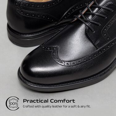 Чоловічі шкіряні туфлі Броги Wingtip Bruno Marc, класичні шнурівки, чорні, розмір 41 EU