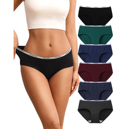 Сліпепи жіночі бавовняні INNERSY, комплект 6 шт, трусики-хіпстер, зручні, розмір M, темно-кольорові