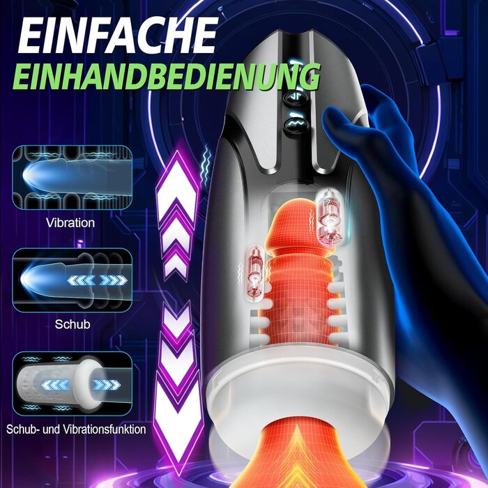 Електричний мастурбатор для чоловіків з 7 режимами вібрації та телескопічною функцією - секс-іграшка, вібратор для пеніса