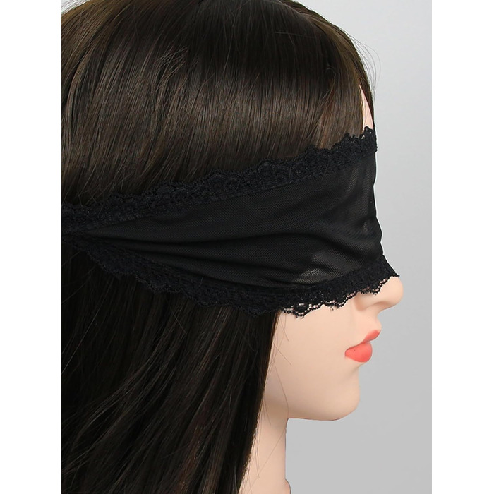 Маска для очей Quizzhe з мереживом - сексуальна маска для сну, косплей, Хелловін, Валентинка (чорна)